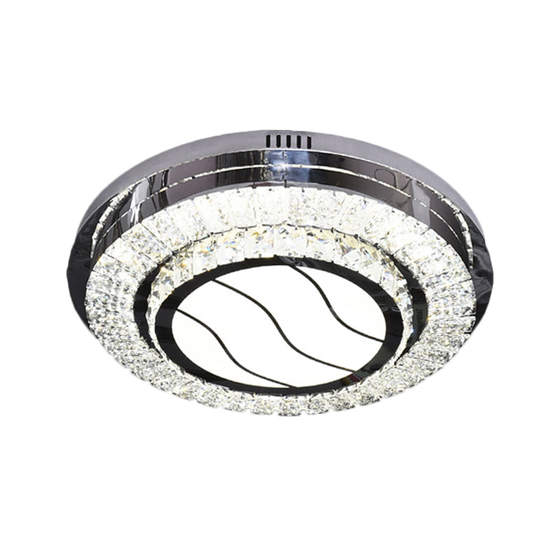 Stainless-Steel LED Flush Mount Modern Clear Rectangular-Cut Crystals Round Ceiling Lamp with Flower/Musical Note/Spiral/Linear Pattern Clearhalo 'Ceiling Lights' 'Close To Ceiling Lights' 'Close to ceiling' 'Flush mount' Lighting' 1426449