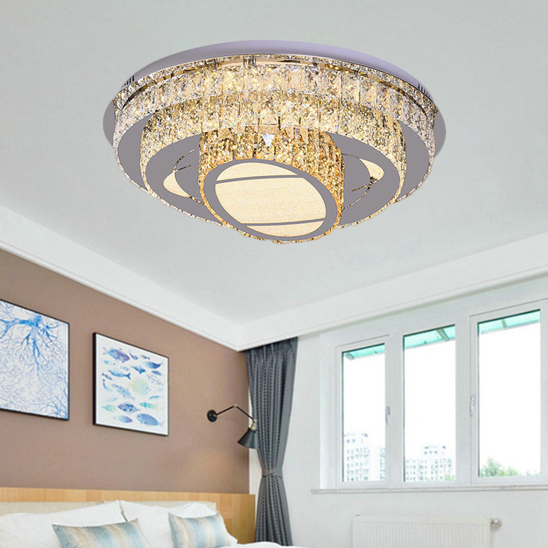 LED Round Ceiling Lamp Modern Stainless-Steel Rectangular-Cut Crystals Flushmount with Flower/Octagon/Oval Design Clearhalo 'Ceiling Lights' 'Close To Ceiling Lights' 'Close to ceiling' 'Flush mount' Lighting' 1426484