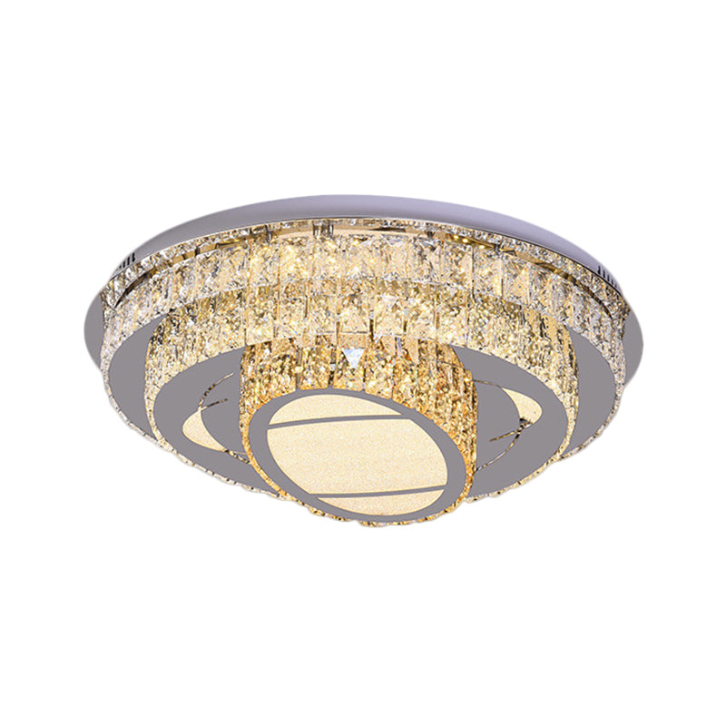 LED Round Ceiling Lamp Modern Stainless-Steel Rectangular-Cut Crystals Flushmount with Flower/Octagon/Oval Design Clearhalo 'Ceiling Lights' 'Close To Ceiling Lights' 'Close to ceiling' 'Flush mount' Lighting' 1426486