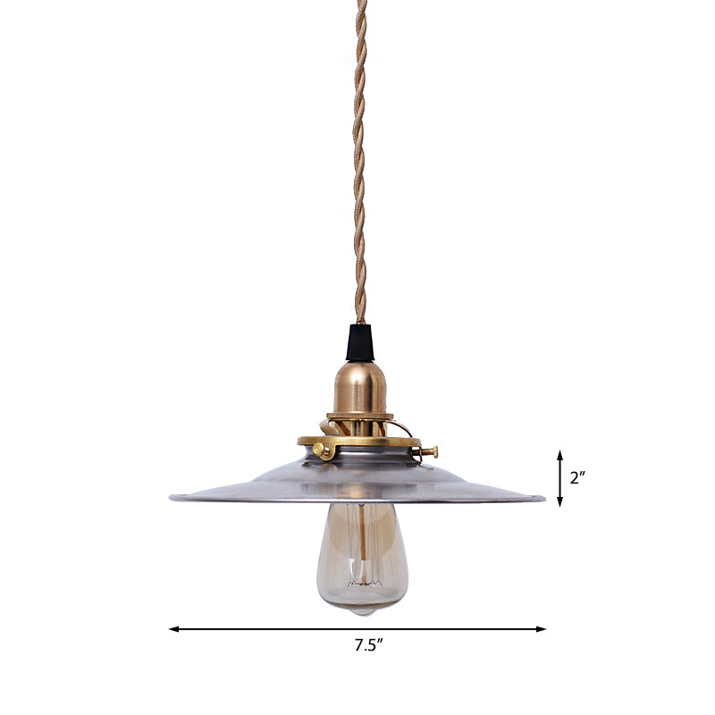 Flat Shade Farmhouse Pendant Lighting Industrial Metal 1 Bulb Brass Finish Ceiling Lamp with Hanging Cord Clearhalo 'Art Deco Pendants' 'Cast Iron' 'Ceiling Lights' 'Ceramic' 'Crystal' 'Industrial Pendants' 'Industrial' 'Metal' 'Middle Century Pendants' 'Pendant Lights' 'Pendants' 'Tiffany' Lighting' 142653