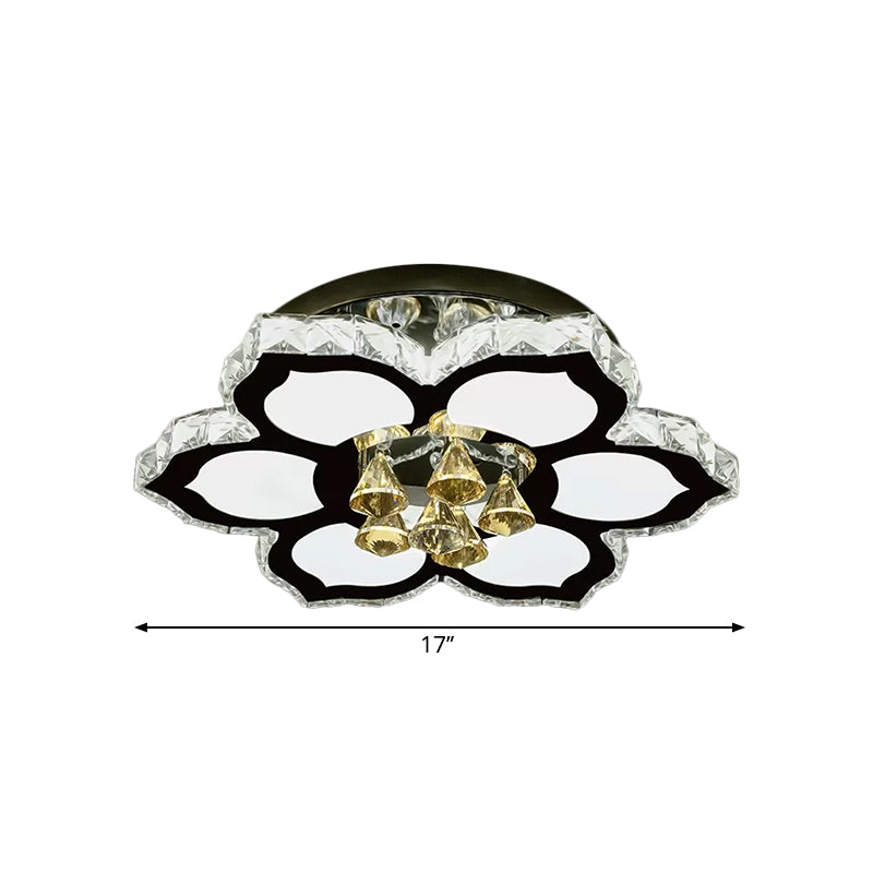 LED Peach/Symmetric Flower Semi Flush Modern Stainless-Steel Clear Crystal Blocks Flush Mount Ceiling Lamp Clearhalo 'Ceiling Lights' 'Close To Ceiling Lights' 'Close to ceiling' 'Semi-flushmount' Lighting' 1426534