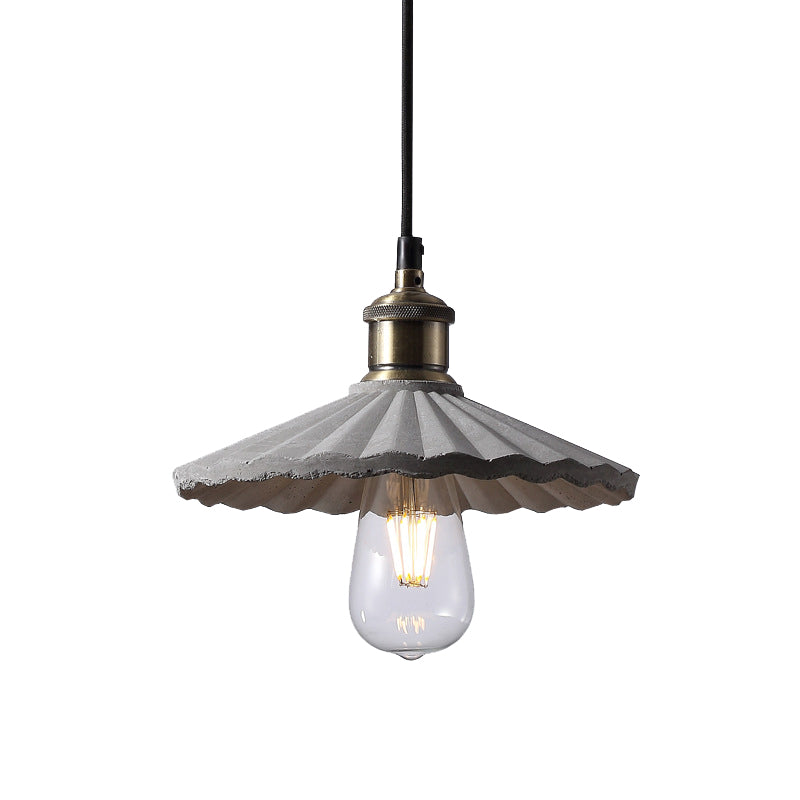 Gray Scalloped Hanging Light Fixture Industrial Cement 1 Light Kitchen Suspension Light Clearhalo 'Ceiling Lights' 'Modern Pendants' 'Modern' 'Pendant Lights' 'Pendants' Lighting' 142656