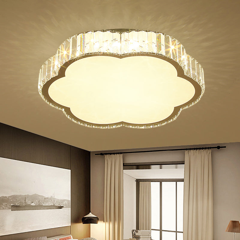 Cloud Clear Crystal Prisms Flush Light Fixture Contemporary Bedchamber LED Ceiling Mount in Stainless-Steel Stainless-Steel Clearhalo 'Ceiling Lights' 'Close To Ceiling Lights' 'Close to ceiling' 'Flush mount' Lighting' 1426566