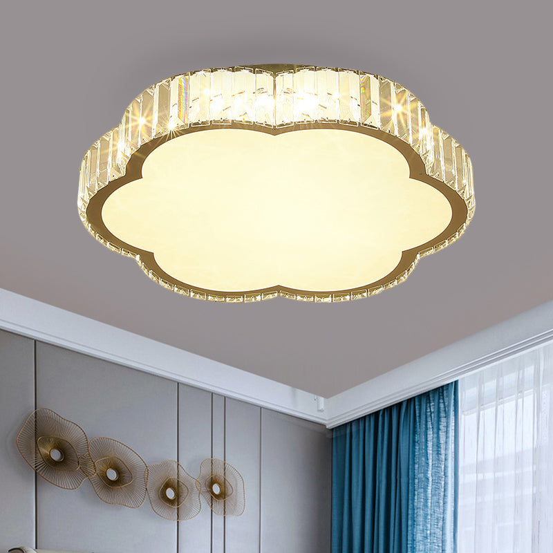 Cloud Clear Crystal Prisms Flush Light Fixture Contemporary Bedchamber LED Ceiling Mount in Stainless-Steel Clearhalo 'Ceiling Lights' 'Close To Ceiling Lights' 'Close to ceiling' 'Flush mount' Lighting' 1426567