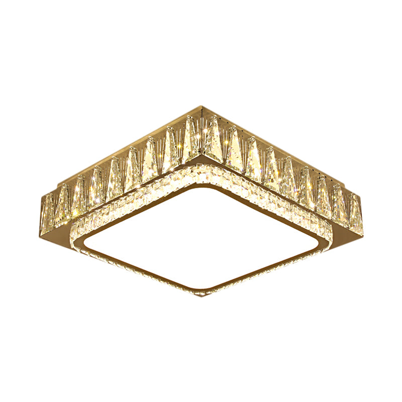 Stainless-Steel LED Ceiling Lighting Modern Clear Beveled Crystal Blocks Square Flushmount Lamp Clearhalo 'Ceiling Lights' 'Close To Ceiling Lights' 'Close to ceiling' 'Flush mount' Lighting' 1426585