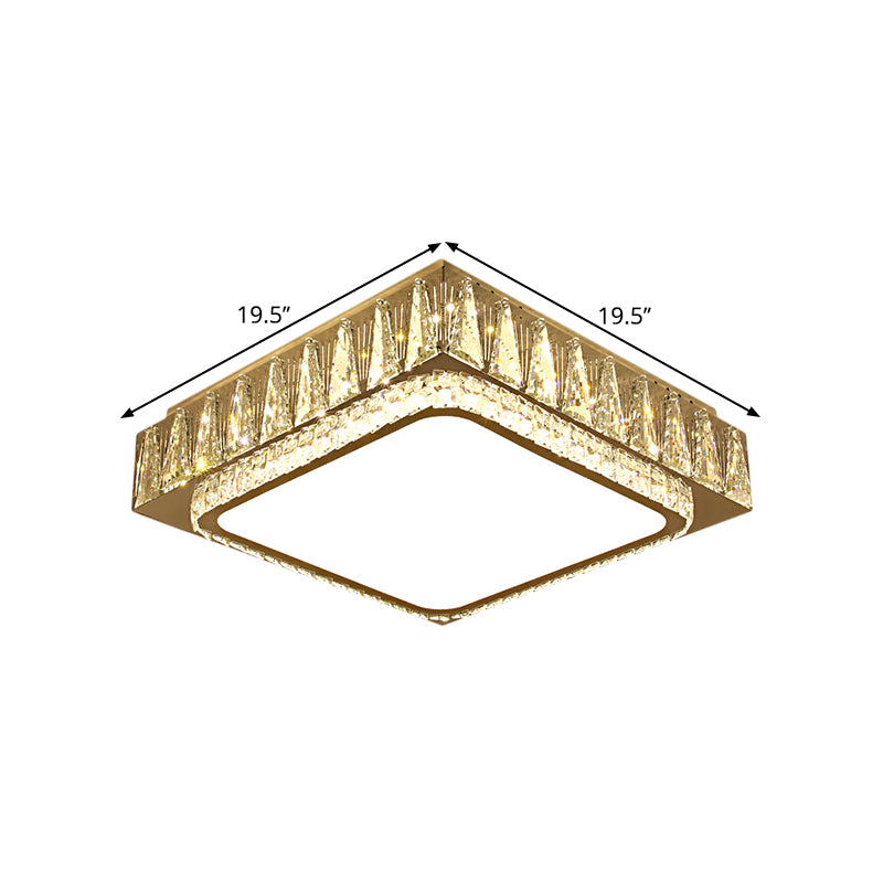 Stainless-Steel LED Ceiling Lighting Modern Clear Beveled Crystal Blocks Square Flushmount Lamp Clearhalo 'Ceiling Lights' 'Close To Ceiling Lights' 'Close to ceiling' 'Flush mount' Lighting' 1426586