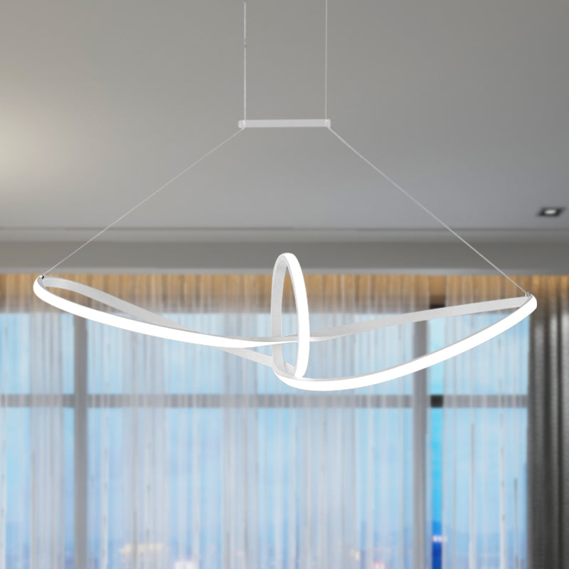 Acrylic Twisted Ceiling Light Minimalist LED White Chandelier Pendant in Warm/White/Natural Light White Clearhalo 'Ceiling Lights' 'Chandeliers' 'Modern Chandeliers' 'Modern' Lighting' 142660