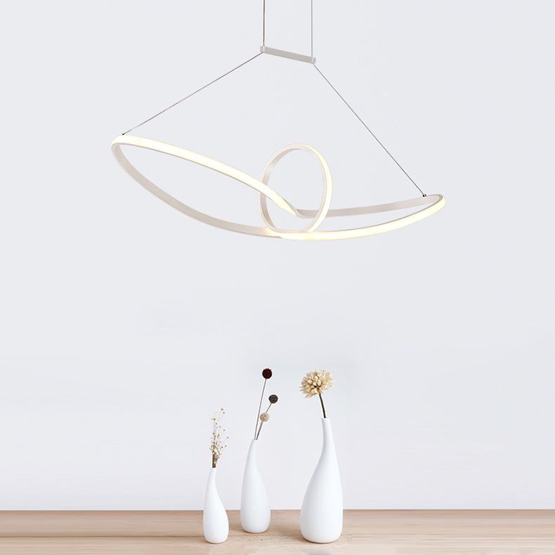 Acrylic Twisted Ceiling Light Minimalist LED White Chandelier Pendant in Warm/White/Natural Light White Warm Clearhalo 'Ceiling Lights' 'Chandeliers' 'Modern Chandeliers' 'Modern' Lighting' 142661