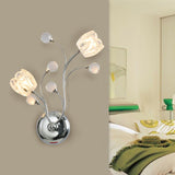 Clear Cut Crystal Balls Chrome Wall Lamp Swirling Arm 2 Bulbs Modern Surface Wall Sconce with Flower Shade Chrome Clearhalo 'Cast Iron' 'Glass' 'Industrial' 'Modern wall lights' 'Modern' 'Tiffany' 'Traditional wall lights' 'Wall Lamps & Sconces' 'Wall Lights' Lighting' 1426704