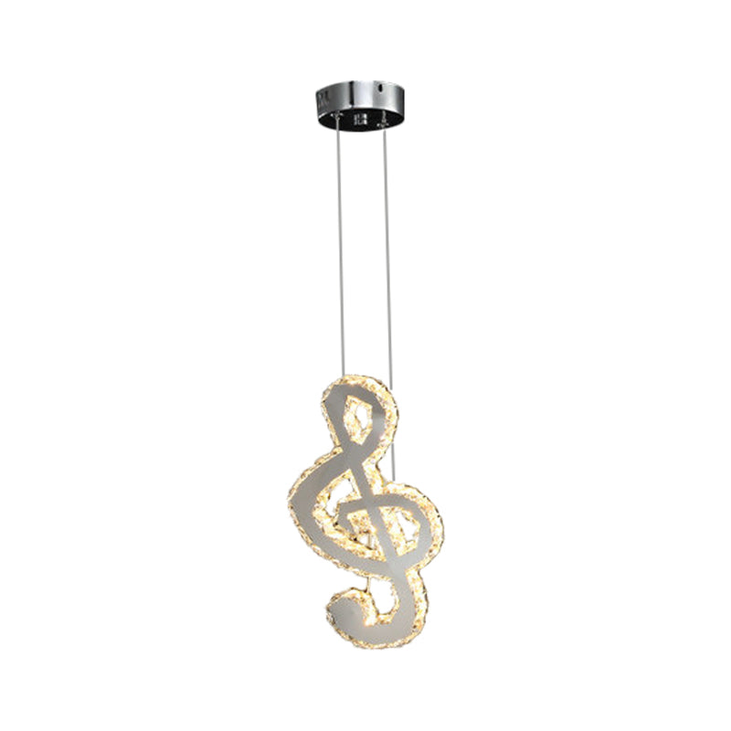 LED Musical Note Pendant Light Kit Contemporary Stainless-Steel Clear Cut Crystal Blocks Mini Hanging Lamp Clearhalo 'Ceiling Lights' 'Modern Pendants' 'Modern' 'Pendant Lights' 'Pendants' Lighting' 1426742