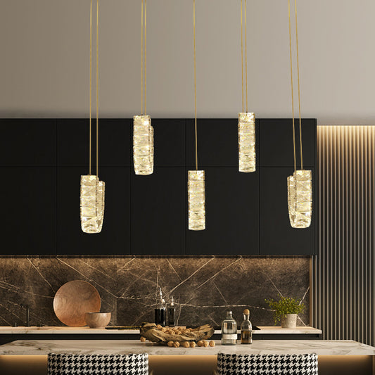 LED U-Shape Multi Pendant Modern Stainless-Steel Clear Rectangular-Cut Crystals Pendulum Lamp Clearhalo 'Ceiling Lights' 'Modern Pendants' 'Modern' 'Pendant Lights' 'Pendants' Lighting' 1426802