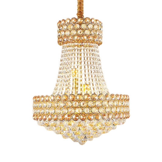 5/8-Light Sitting Room Drop Lamp Modern Gold Chandelier Lighting with Cone Beveled Glass Crystal Shade Clearhalo 'Ceiling Lights' 'Chandeliers' 'Modern Chandeliers' 'Modern' Lighting' 1426870