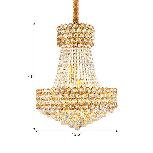 5/8-Light Sitting Room Drop Lamp Modern Gold Chandelier Lighting with Cone Beveled Glass Crystal Shade Clearhalo 'Ceiling Lights' 'Chandeliers' 'Modern Chandeliers' 'Modern' Lighting' 1426871