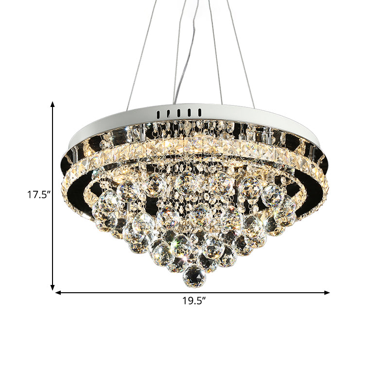 Crystal Balls Cone Ceiling Chandelier Modern LED Chrome Down Lighting Pendant for Sitting Room Clearhalo 'Ceiling Lights' 'Chandeliers' 'Modern Chandeliers' 'Modern' Lighting' 1426941