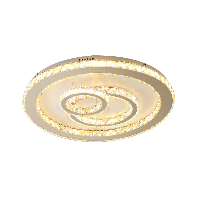 16.5"/20.5" Wide Round Ceiling Lighting Contemporary Clear Crystal LED Bedroom Flushmount in Chrome, Warm/White Light Clearhalo 'Ceiling Lights' 'Close To Ceiling Lights' 'Close to ceiling' 'Flush mount' Lighting' 1427050