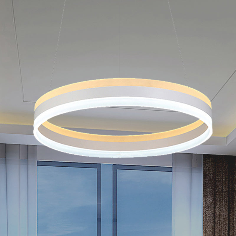 Silver Circular Ceiling Pendant Modern 1/2/3-Light Acrylic LED Chandelier Lighting Fixture 1 Silver Clearhalo 'Ceiling Lights' 'Chandeliers' 'Modern Chandeliers' 'Modern' Lighting' 142706