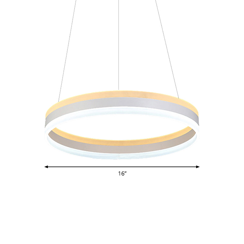 Silver Circular Ceiling Pendant Modern 1/2/3-Light Acrylic LED Chandelier Lighting Fixture Clearhalo 'Ceiling Lights' 'Chandeliers' 'Modern Chandeliers' 'Modern' Lighting' 142709