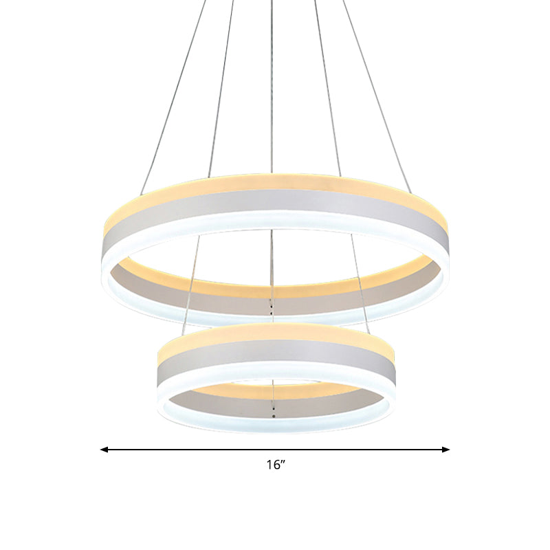 Silver Circular Ceiling Pendant Modern 1/2/3-Light Acrylic LED Chandelier Lighting Fixture Clearhalo 'Ceiling Lights' 'Chandeliers' 'Modern Chandeliers' 'Modern' Lighting' 142713