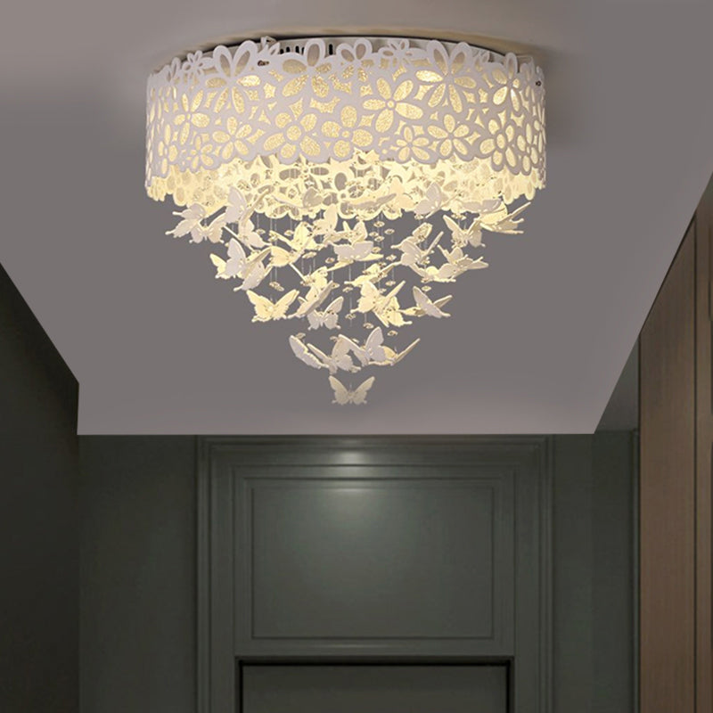 4/8-Light/LED Indoor Flush Light Contemporary White Ceiling Mounted Fixture with Butterfly Shade, 18"/23.5"/12.5" Wide White Clearhalo 'Ceiling Lights' 'Close To Ceiling Lights' 'Close to ceiling' 'Flush mount' Lighting' 1427132