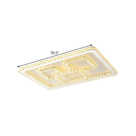 Chrome Square LED Flush Mount Lamp Modern Beveled Glass Close to Ceiling Lamp in Warm/White Light, 16.5"/20.5"/35.5" Wide Clearhalo 'Ceiling Lights' 'Close To Ceiling Lights' 'Close to ceiling' 'Flush mount' Lighting' 1427215