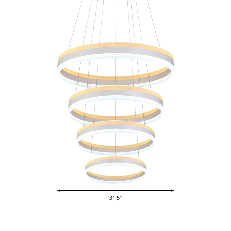 Silver Circular Ceiling Pendant Modern 1/2/3-Light Acrylic LED Chandelier Lighting Fixture Clearhalo 'Ceiling Lights' 'Chandeliers' 'Modern Chandeliers' 'Modern' Lighting' 142722