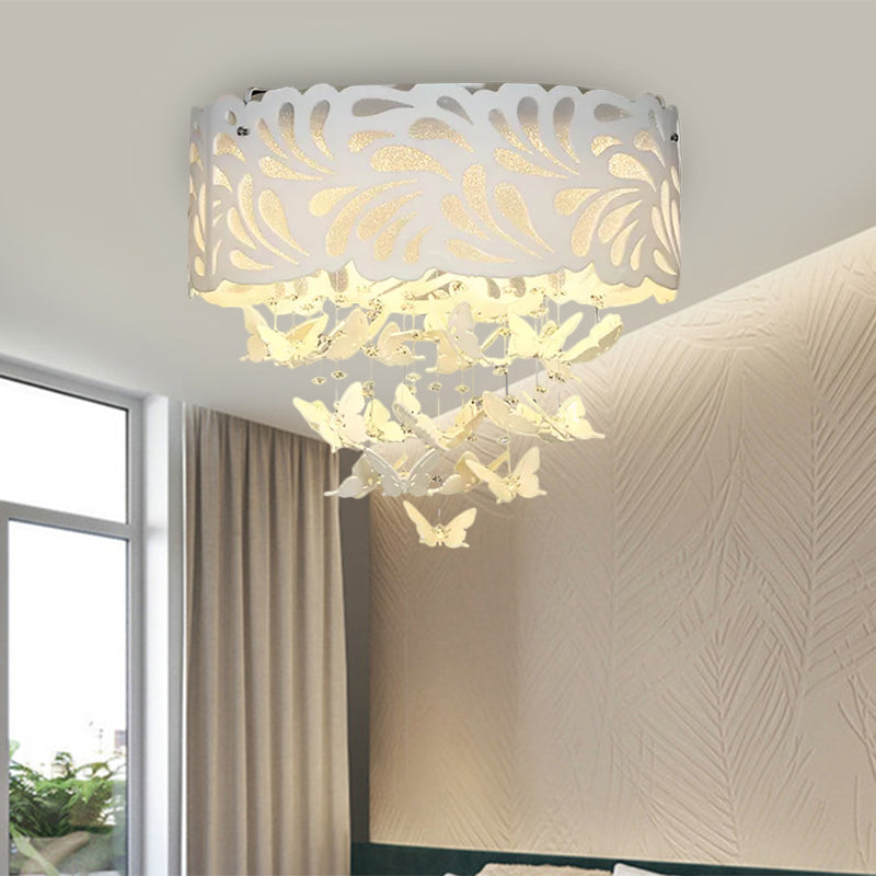 8/12-Head/LED Conical Flush Light Contemporary Crystal Drop Close to Ceiling Lighting in White, 18"/23.5"/12.5" Wide Clearhalo 'Ceiling Lights' 'Close To Ceiling Lights' 'Close to ceiling' 'Flush mount' Lighting' 1427239