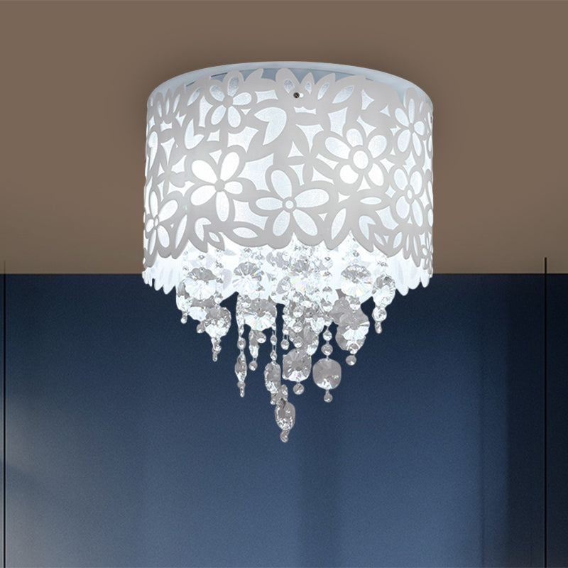 Cascade Ceiling Lighting Contemporary Bevel Crystal 4 Lights White Flush Mount Fixture for Bedroom White Clearhalo 'Ceiling Lights' 'Close To Ceiling Lights' 'Close to ceiling' 'Flush mount' Lighting' 1427249