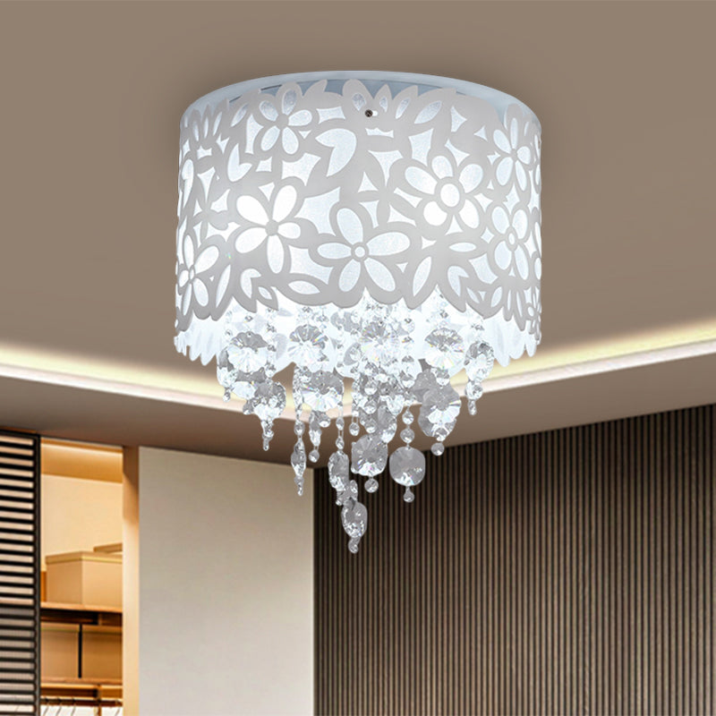 Cascade Ceiling Lighting Contemporary Bevel Crystal 4 Lights White Flush Mount Fixture for Bedroom Clearhalo 'Ceiling Lights' 'Close To Ceiling Lights' 'Close to ceiling' 'Flush mount' Lighting' 1427250