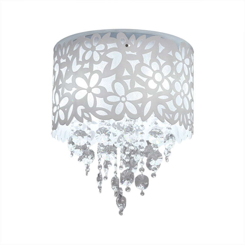 Cascade Ceiling Lighting Contemporary Bevel Crystal 4 Lights White Flush Mount Fixture for Bedroom Clearhalo 'Ceiling Lights' 'Close To Ceiling Lights' 'Close to ceiling' 'Flush mount' Lighting' 1427251