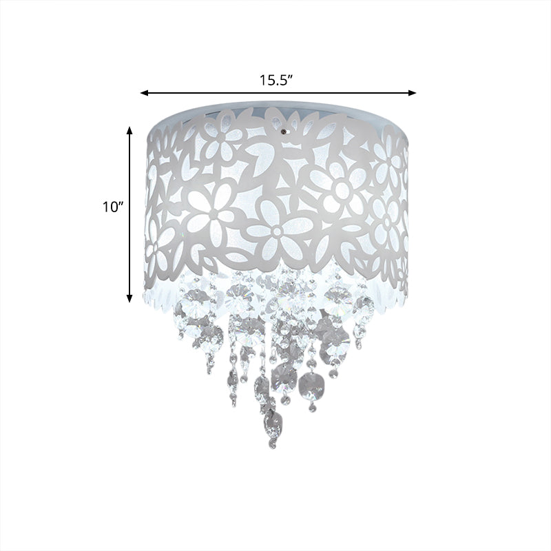 Cascade Ceiling Lighting Contemporary Bevel Crystal 4 Lights White Flush Mount Fixture for Bedroom Clearhalo 'Ceiling Lights' 'Close To Ceiling Lights' 'Close to ceiling' 'Flush mount' Lighting' 1427252