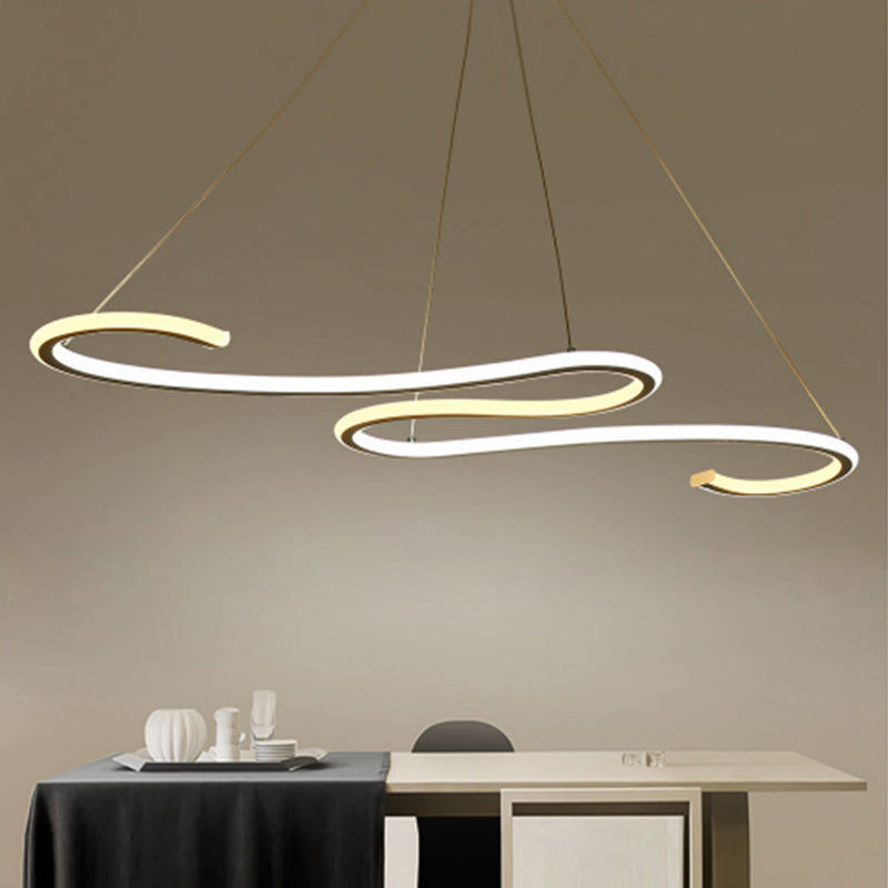 Simplicity LED Chandelier Light with Acrylic Shade White Twisting Ceiling Pendant for Dining Room Clearhalo 'Ceiling Lights' 'Chandeliers' 'Modern Chandeliers' 'Modern' Lighting' 142733