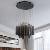 31.5"/35.5" Wide Hexagon Pendant Light Contemporary Black Crystal Rod LED Ceiling Hang Fixture Clearhalo 'Ceiling Lights' 'Modern Pendants' 'Modern' 'Pendant Lights' 'Pendants' Lighting' 1427349