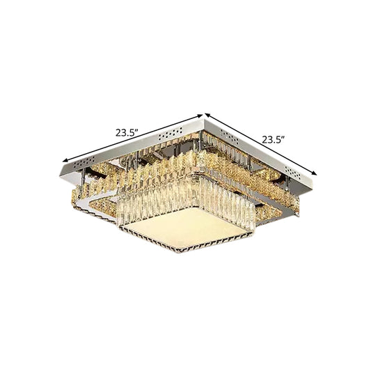 Chrome Round/Square Ceiling Lighting Contemporary Crystal Block LED Flush-Mount Light Fixture Clearhalo 'Ceiling Lights' 'Close To Ceiling Lights' 'Close to ceiling' 'Flush mount' Lighting' 1427398