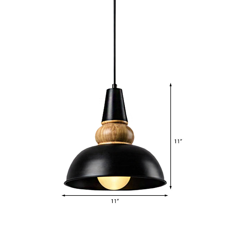 1 Light Ceiling Pendant Lamp with Bowl Shade Metal and Wood Modernist Style Living Room Hanging Light in Black Clearhalo 'Ceiling Lights' 'Modern Pendants' 'Modern' 'Pendant Lights' 'Pendants' Lighting' 142740