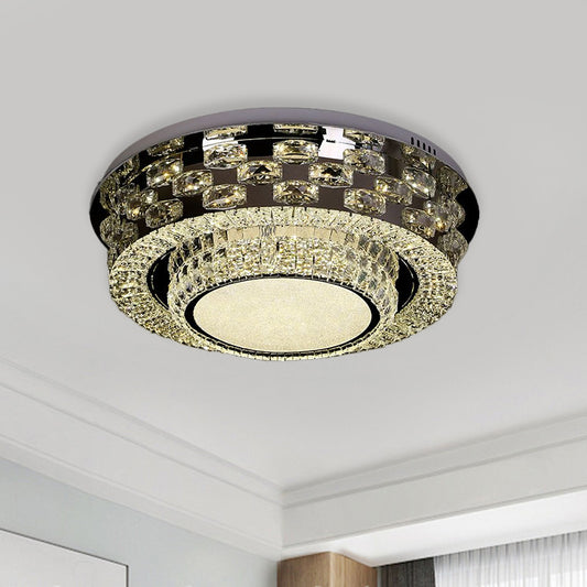 Chrome Round/Square Ceiling Lighting Contemporary Crystal Block LED Flush-Mount Light Fixture Clearhalo 'Ceiling Lights' 'Close To Ceiling Lights' 'Close to ceiling' 'Flush mount' Lighting' 1427401