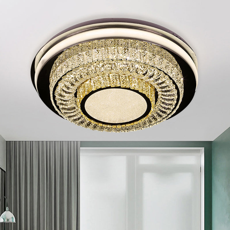 Crystal Block LED Round Flushmount Contemporary Close to Ceiling Lighting Fixture in Chrome Clearhalo 'Ceiling Lights' 'Close To Ceiling Lights' 'Close to ceiling' 'Flush mount' Lighting' 1427412