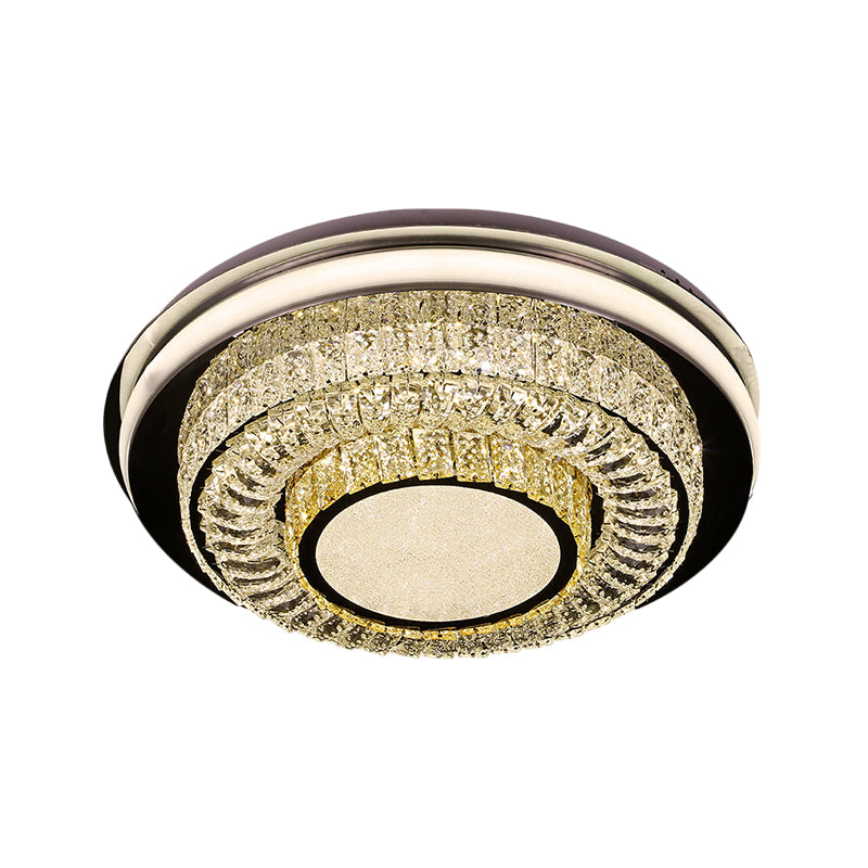 Crystal Block LED Round Flushmount Contemporary Close to Ceiling Lighting Fixture in Chrome Clearhalo 'Ceiling Lights' 'Close To Ceiling Lights' 'Close to ceiling' 'Flush mount' Lighting' 1427413