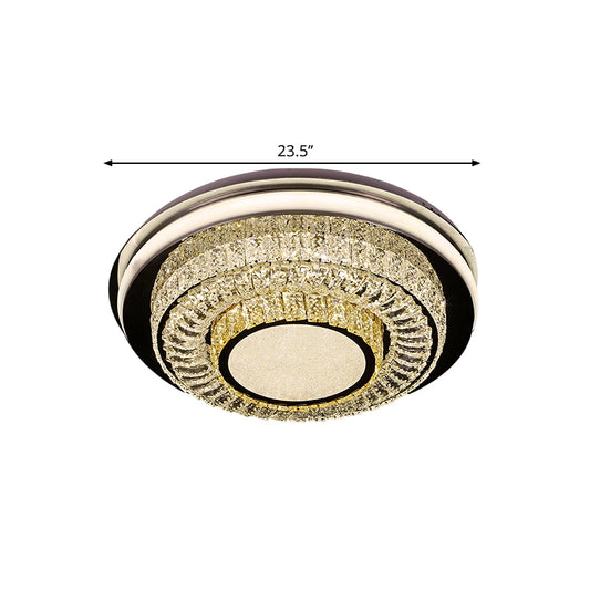 Crystal Block LED Round Flushmount Contemporary Close to Ceiling Lighting Fixture in Chrome Clearhalo 'Ceiling Lights' 'Close To Ceiling Lights' 'Close to ceiling' 'Flush mount' Lighting' 1427414