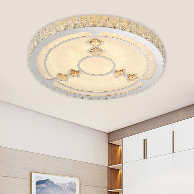 Modern Leave/Circle Flush Light Bevel Cut Glass Sleeping Room LED Ceiling Mounted Fixture in Chrome Clearhalo 'Ceiling Lights' 'Close To Ceiling Lights' 'Close to ceiling' 'Flush mount' Lighting' 1427444