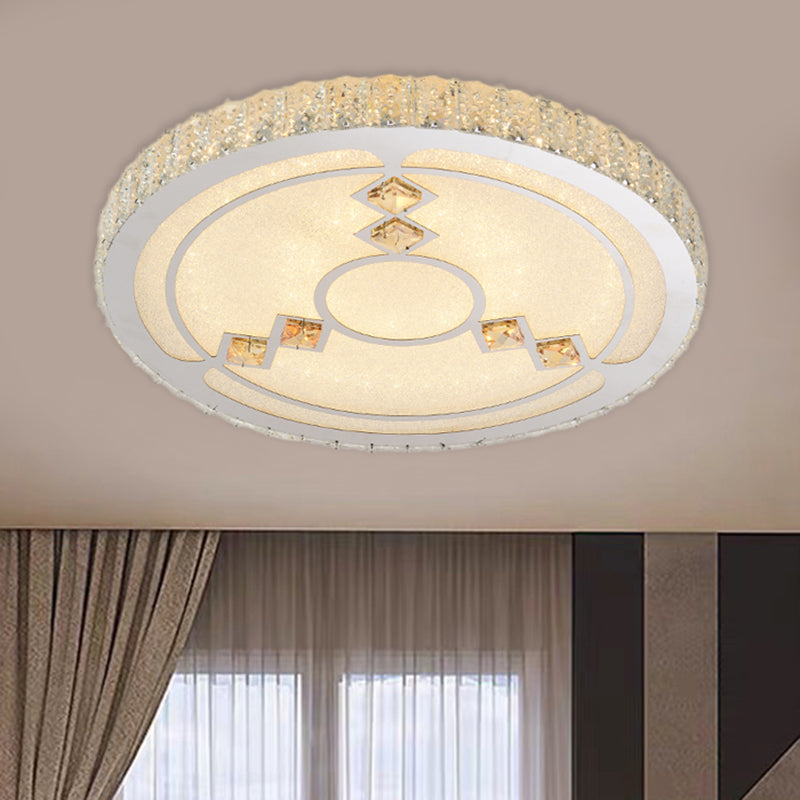 Modern Leave/Circle Flush Light Bevel Cut Glass Sleeping Room LED Ceiling Mounted Fixture in Chrome Clearhalo 'Ceiling Lights' 'Close To Ceiling Lights' 'Close to ceiling' 'Flush mount' Lighting' 1427445