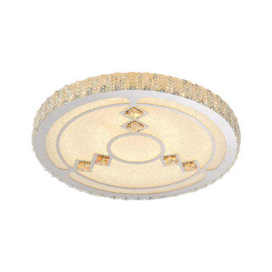 Modern Leave/Circle Flush Light Bevel Cut Glass Sleeping Room LED Ceiling Mounted Fixture in Chrome Clearhalo 'Ceiling Lights' 'Close To Ceiling Lights' 'Close to ceiling' 'Flush mount' Lighting' 1427446