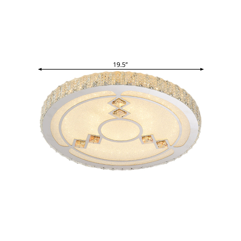 Modern Leave/Circle Flush Light Bevel Cut Glass Sleeping Room LED Ceiling Mounted Fixture in Chrome Clearhalo 'Ceiling Lights' 'Close To Ceiling Lights' 'Close to ceiling' 'Flush mount' Lighting' 1427447