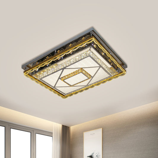 LED Ceiling Mounted Light Contemporary Rectangular Clear Cut Crystal Blocks Flushmount in Nickel Nickel Clearhalo 'Ceiling Lights' 'Close To Ceiling Lights' 'Close to ceiling' 'Flush mount' Lighting' 1427466