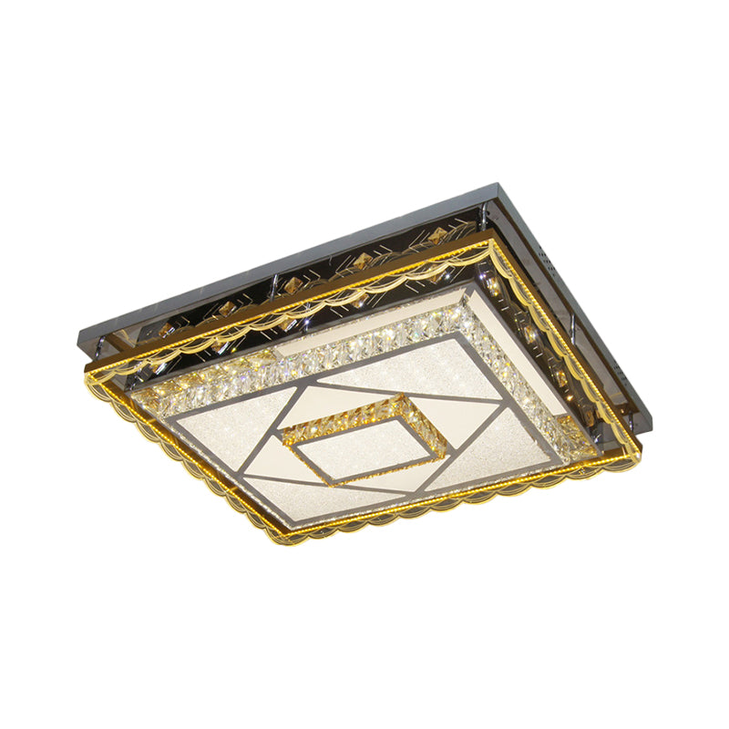 LED Ceiling Mounted Light Contemporary Rectangular Clear Cut Crystal Blocks Flushmount in Nickel Clearhalo 'Ceiling Lights' 'Close To Ceiling Lights' 'Close to ceiling' 'Flush mount' Lighting' 1427468