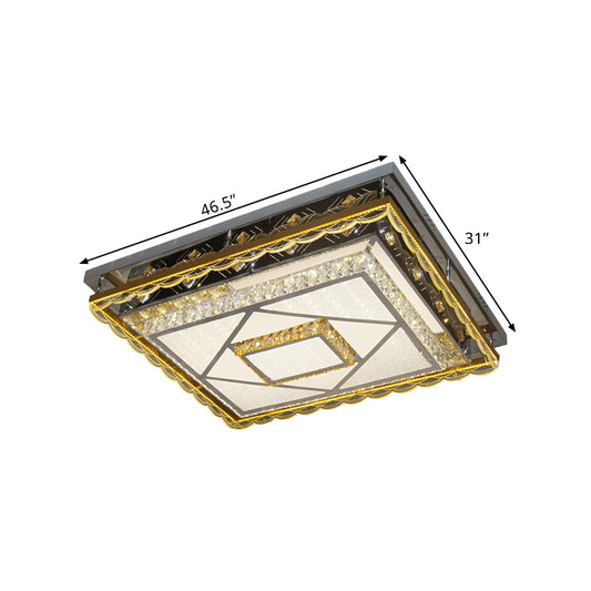 LED Ceiling Mounted Light Contemporary Rectangular Clear Cut Crystal Blocks Flushmount in Nickel Clearhalo 'Ceiling Lights' 'Close To Ceiling Lights' 'Close to ceiling' 'Flush mount' Lighting' 1427469