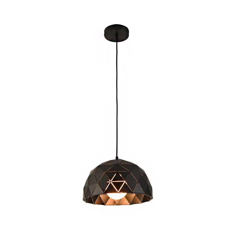 Nordic Style Domed Ceiling Light Fixture 12"/14" W 1 Light Metallic Pendant Lighting in Black/White for Coffee Shop Clearhalo 'Ceiling Lights' 'Modern Pendants' 'Modern' 'Pendant Lights' 'Pendants' Lighting' 142749