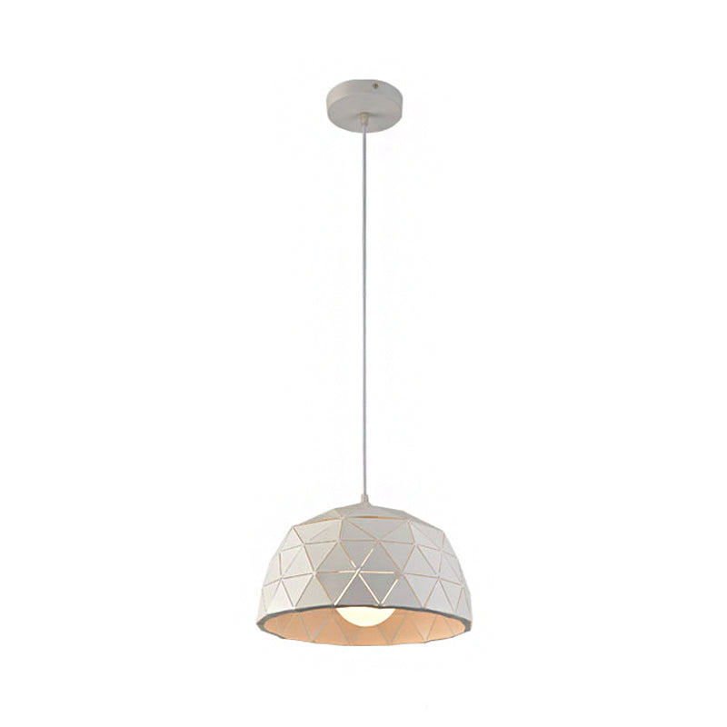 Nordic Style Domed Ceiling Light Fixture 12"/14" W 1 Light Metallic Pendant Lighting in Black/White for Coffee Shop Clearhalo 'Ceiling Lights' 'Modern Pendants' 'Modern' 'Pendant Lights' 'Pendants' Lighting' 142753