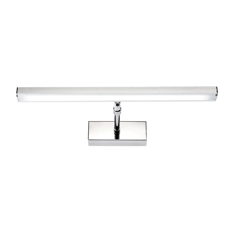 Aluminum Rectangle Vanity Lighting Simple Style 19"/23" Width LED Sconce Wall Light in Chrome, Warm/White Light Clearhalo 'Cast Iron' 'Glass' 'Industrial' 'Modern wall lights' 'Modern' 'Tiffany' 'Traditional wall lights' 'Vanity Lights' 'Wall Lights' Lighting' 142803