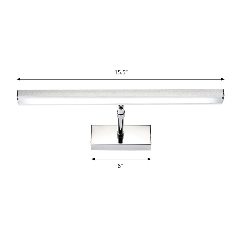 Aluminum Rectangle Vanity Lighting Simple Style 19"/23" Width LED Sconce Wall Light in Chrome, Warm/White Light Clearhalo 'Cast Iron' 'Glass' 'Industrial' 'Modern wall lights' 'Modern' 'Tiffany' 'Traditional wall lights' 'Vanity Lights' 'Wall Lights' Lighting' 142804