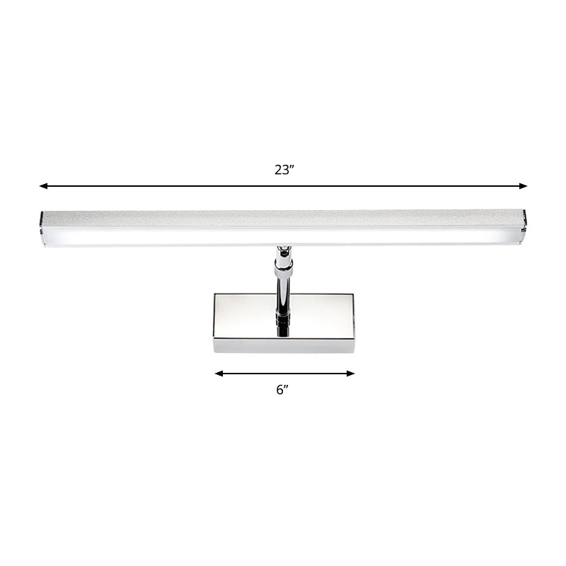 Aluminum Rectangle Vanity Lighting Simple Style 19"/23" Width LED Sconce Wall Light in Chrome, Warm/White Light Clearhalo 'Cast Iron' 'Glass' 'Industrial' 'Modern wall lights' 'Modern' 'Tiffany' 'Traditional wall lights' 'Vanity Lights' 'Wall Lights' Lighting' 142806